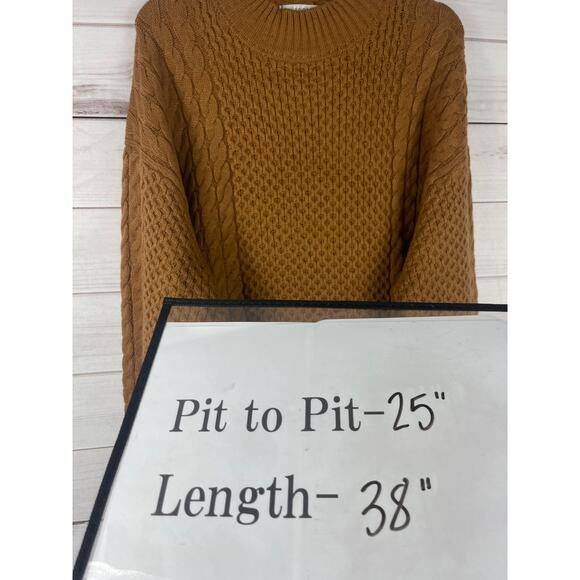 Sandra Darren Sweater Dress Women XL Brown Acrylic Textured Cable Knit Crew Neck - Picture 5 of 8